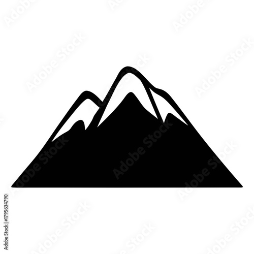 Black mountain range silhouette vector graphic for outdoor adventure and nature landscape design