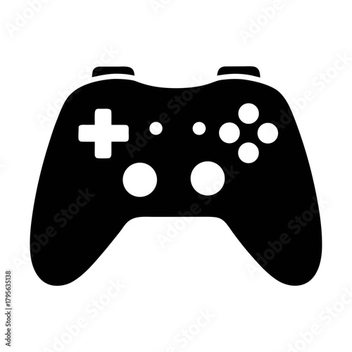 Download free black video game controller vector icon for console gaming and entertainment design