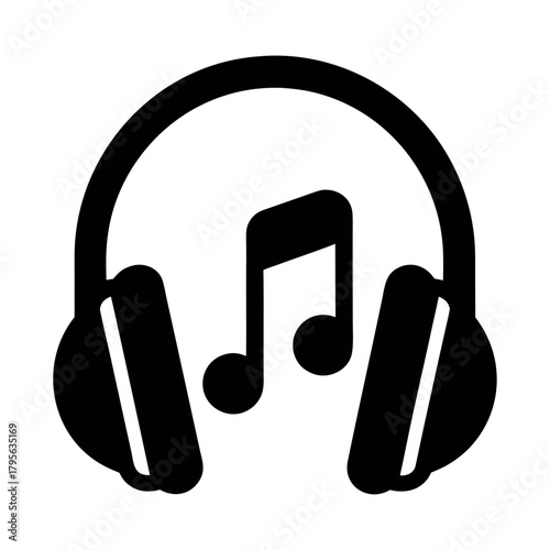 Download music headphones vector icon for listening songs and audio sound entertainment design