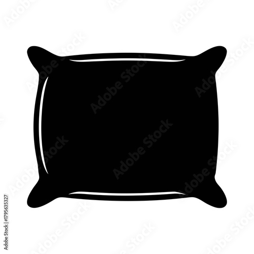 Black pillow vector illustration, home decor, bedroom design, soft cushion, sleep aid, comfort item