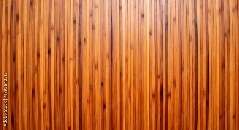 Naklejka premium Warm Natural Bamboo Wood Panel Background Showing Vertical Grain Pattern and Seamless Texture Design for Eco-Friendly Interior Decor and Sustainable Material Applications