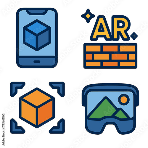 Virtual reality and augmented reality icons on modern smartphone interface