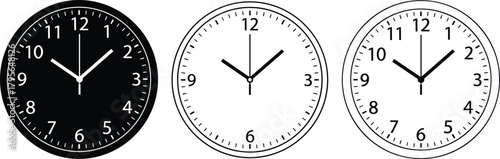 clock, time, analog, silhouette, icon, vector, black, watch, dial, hour, minute, second, design, face, punctual