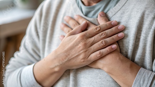 Wallpaper Mural Person places hands over chest in gesture of care Torontodigital.ca