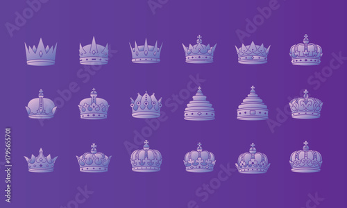 Royal Crown Icon Vector Collection