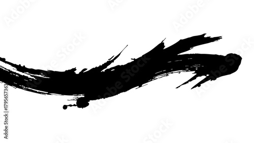 Dynamic hand-painted black ink brush stroke element isolated on white background isolated on transparent background, Vector, illustration.