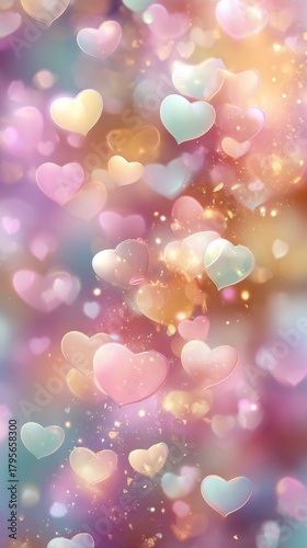 Colors of Love Swirl Together in a Beautiful Heart Pattern With Soft Pastel S...