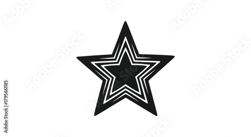 Hand drawn distressed black star shape with layered outlines on white background