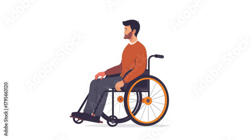 A man in a wheelchair on a white background, a disabled person, a disability, people with disabilities, handicapped, invalid
