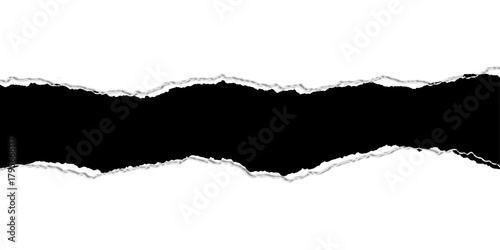 black and white background. neat frames of fragmentary gap torn paper texture. black white fragmentary gap torn paper transition