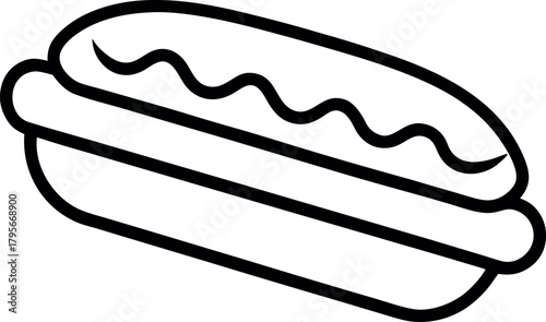 Minimalist Line Drawing of Classic Cheesesteak Sandwich with Bun and Toppings
