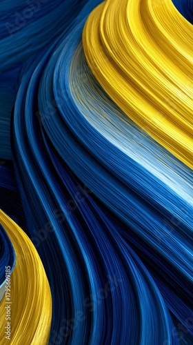 Blue and Gold Layered Abstract Design With Textured Waves in Modern Style