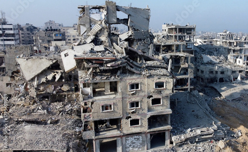 Aerial Drone View of Destroyed Residential Neighborhood