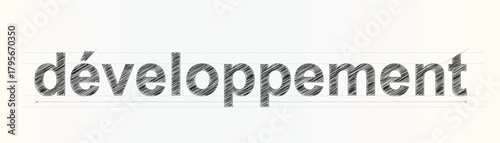 Développement French word with hand drawn sketch style and technical design elements