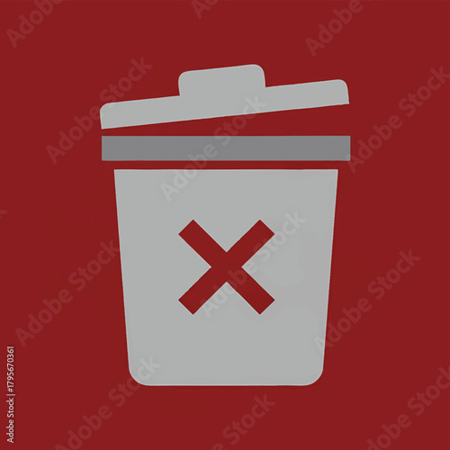 Trash can with a red X symbol indicating deletion or removal.