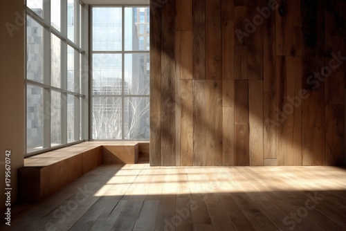 Natural Light Streams Through Large Windows in a Minimalistic Room