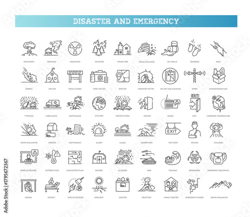 Disaster and Emergency Line Icons