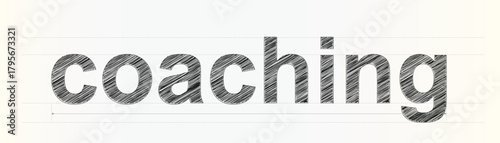 Visual representation of the word coaching with a hand drawn sketchy textured effect