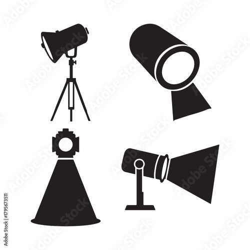 Studio Spotlight Silhouette Vector Set