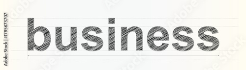 Professional hand drawn text business with design guides and sketched letters