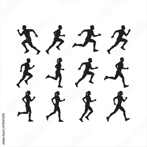 silhouettes of runners