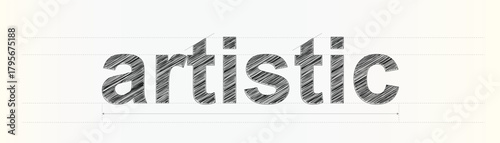 Artistic Word with Expressive Sketch Typography and Precise Measurement Lines for Creative Studies