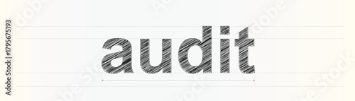 Professional audit word drawn with sketchy lines on a clean paper layout ready for verification and inspection tasks
