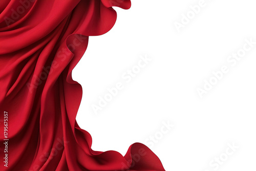 Red Draped Fabric on Transparent Background