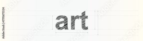 Art Word with Elegant Sketch Typography and Precise Measurement Guides for Visual Education