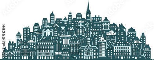 City Skyline Design, Modern Aesthetic, Digital Art, Creative Environment