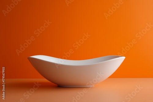 Elegant White Bowl on an Orange Background Showcasing Simplicity and Design