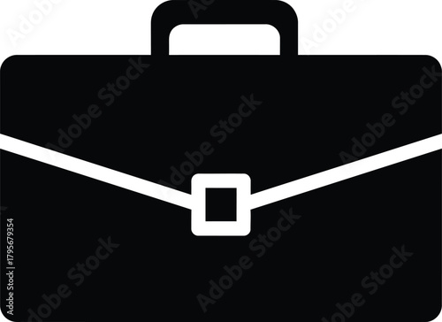 Professional black briefcase icon symbolizing business travel corporate work and executive success clean design for digital and print applications isolated on white background