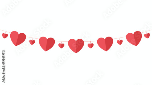 Red hearts on a white background for Valentine's Day design