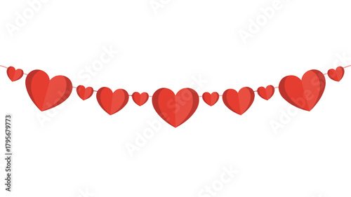 Red hearts on a white background for Valentine's Day design