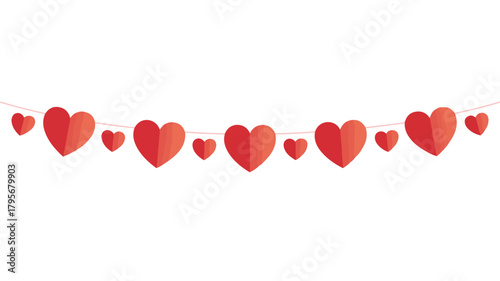 Red hearts on a white background for Valentine's Day design