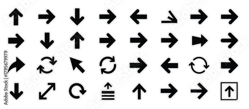 Dynamic Arrows Icons for Directional Guidance in Graphic Design, Digital Art, Abstract Concept, Creative Environment