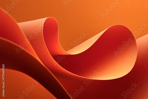 Vibrant Red Pages Flow Gracefully Against a Bright Orange Background