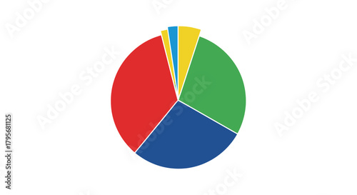 Colorful pie chart representing data distribution and financial analysis for business growth and marketing strategies isolated on white background