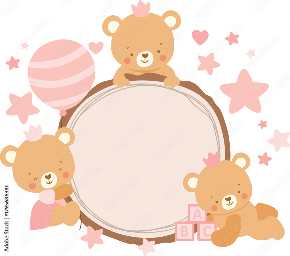 Fototapeta premium Adorable Baby Bear Frame for Sweet Celebrations