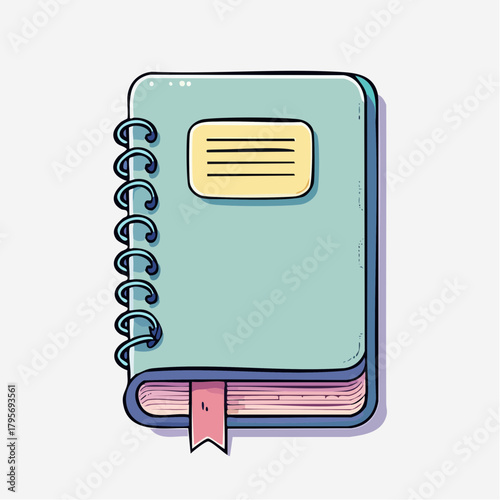Pastel Vector Notebook with Elastic Band, Simple Cover and Bold Outline