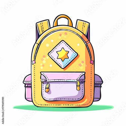 Vibrant Pastel Yellow Backpack with a Star Accent, Perfect for School or Travel