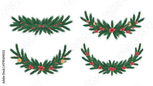 Christmas wreath with bells and holly berries decoration
