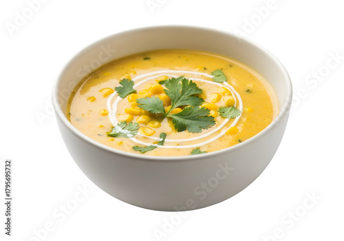 Sweet corn soup bowl isolated on a transparent or white background. PNG