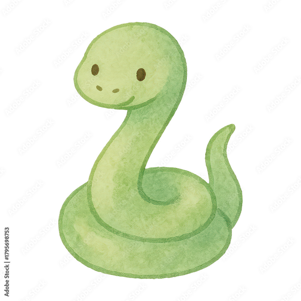 Fototapeta premium PNG Cute watercolor snake illustration.