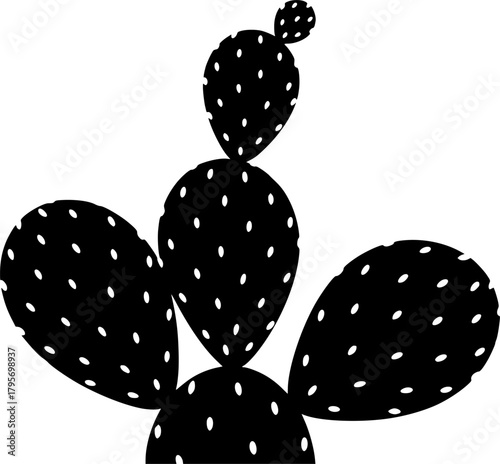 Nopal silhouette. This image shows a design of a nopal cactus silhouette, also known as prickly pear cactus. Vector clipart illustration design.
