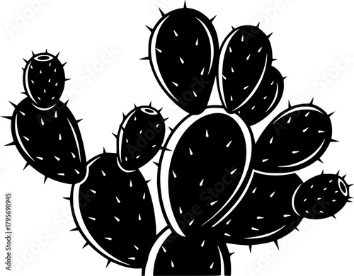Nopal silhouette. This image shows a design of a nopal cactus silhouette, also known as prickly pear cactus. Vector clipart illustration design.
