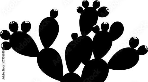 Nopal silhouette. This image shows a design of a nopal cactus silhouette, also known as prickly pear cactus. Vector clipart illustration design.
