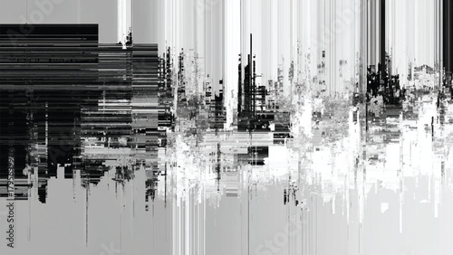 Monochrome pixel sort abstract digital art background with glitch effect isolated on white background, Vector, illustration.
