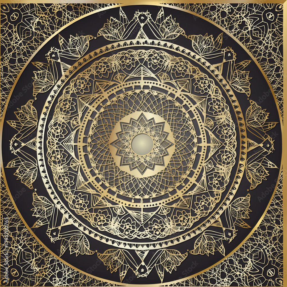 Naklejka premium Golden Ornamental Mandala Pattern vector