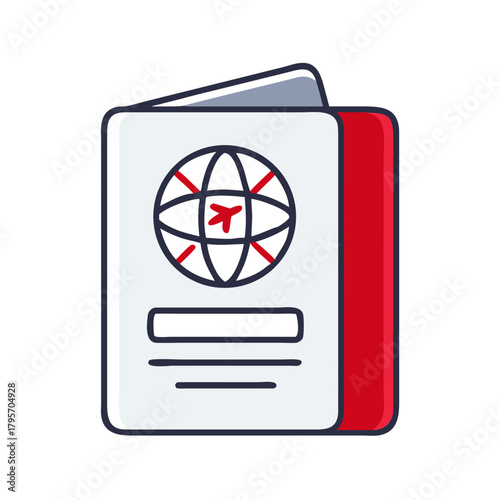 Passport with airplane icon and map design 